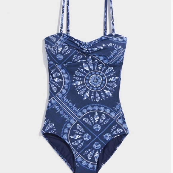 NWT* Vinyard Vines* Strapless One Piece* Removable Straps* Blue Print* Sz XS - Picture 2 of 8